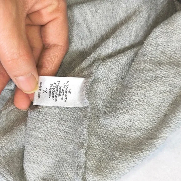 Womens Heather Gray Daisy Floral Graphic Sweatshirt Plus 1X Raglan Exposed Seam - Picture 7 of 8